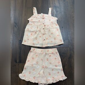 Girls (size 6) Peach & Daisy Cotton Set - Peach